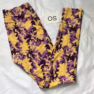 LuLaRoe Purple and Yellow Floral Leggings